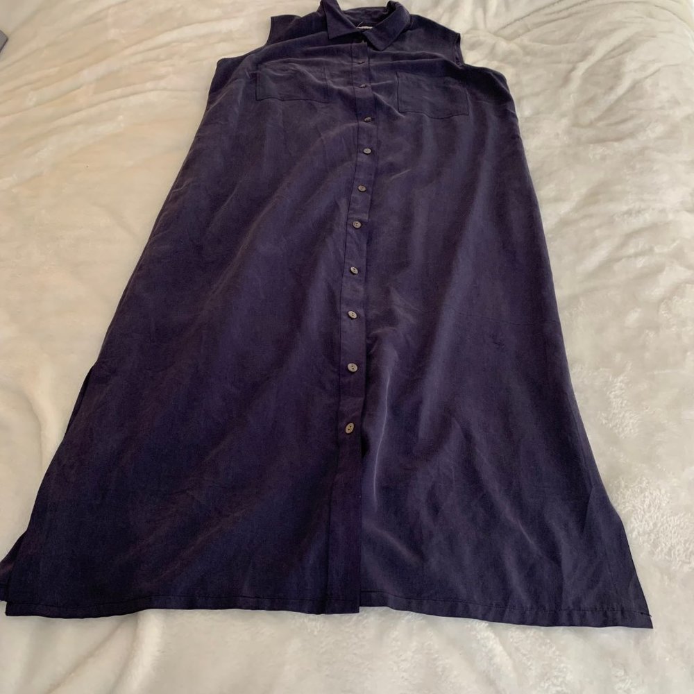 Lord & Taylor  Exclusively For You 100% Silk Navy Shirt Dress Size 16